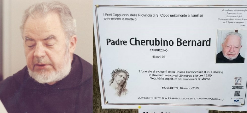 Foto tratta da Facebook Rovereto piange padre Cherubino, addio al fondatore di Santa Caterina Luigi Bernard